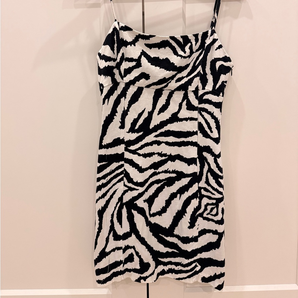 Zara zebra Print Spaghetti Strap cocktail dress